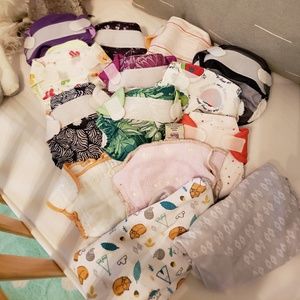 Newborn Aio reusable cloth diapers plus 2 swaddle